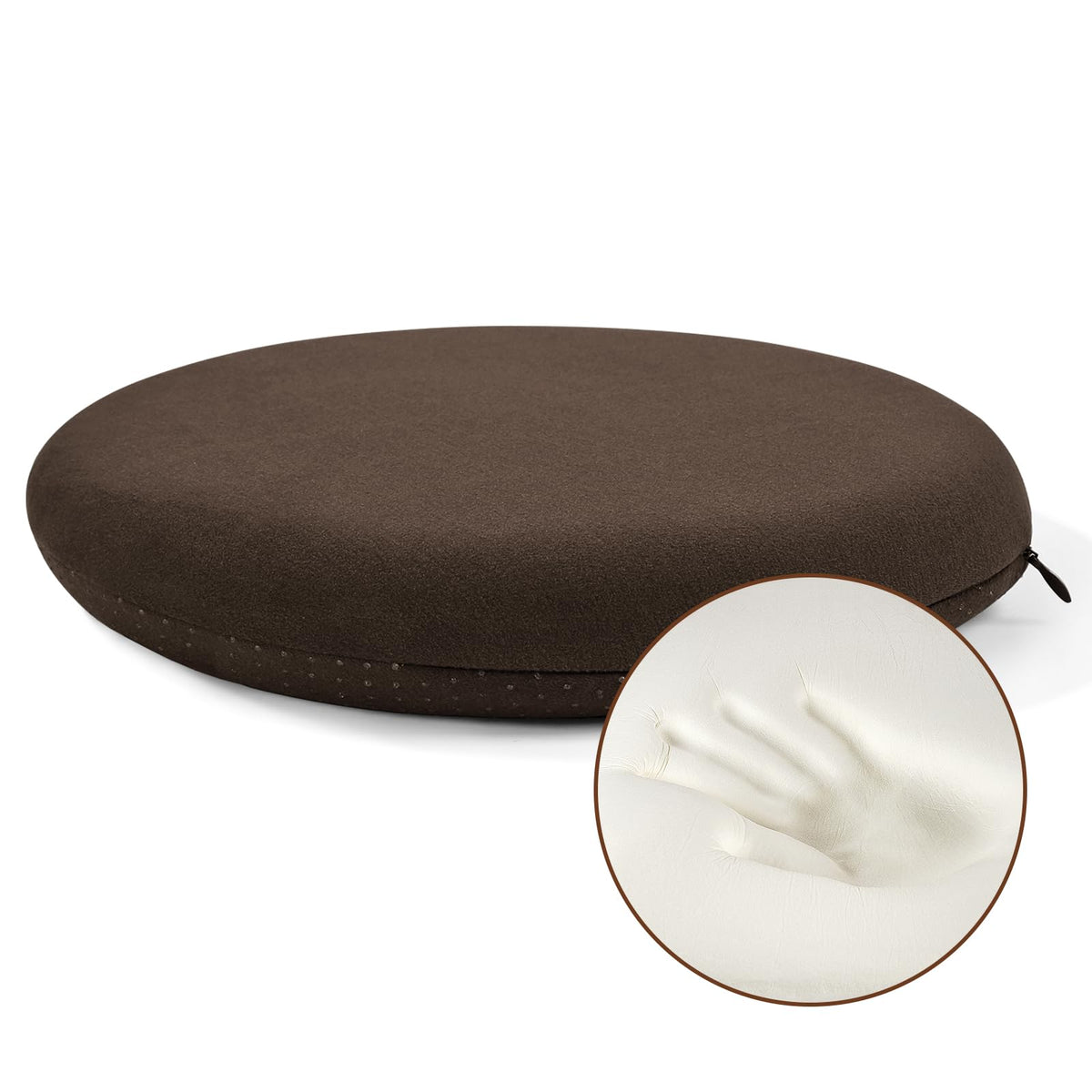 BUYUE Memory Foam Seat Cushion, Dia 13" Soft Velvet Round Stool Cushion Anti-Slip Chair Pads, S, Dark Grey