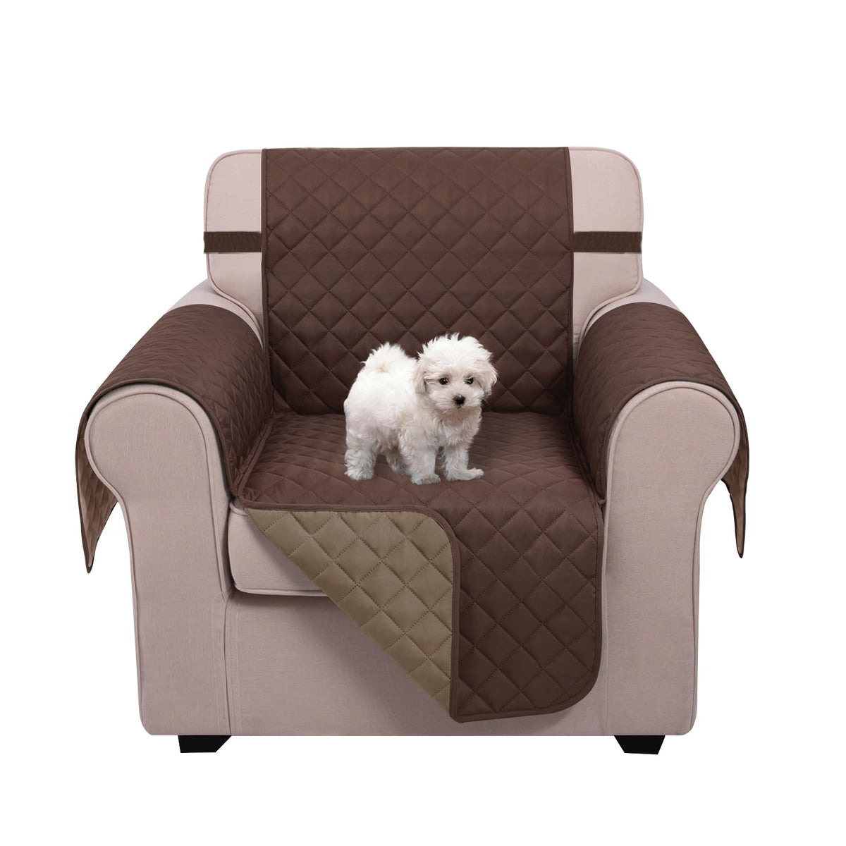 U-NICE HOME Reversible Sofa Cover Couch Cover for Dogs, Coffee/Beige