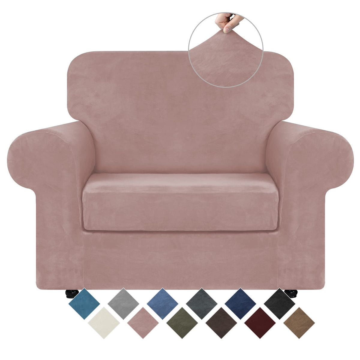 WEERRW 4 Pieces Couch Cover for Sofa Velvet Sofa Covers Washable, Dark Grey
