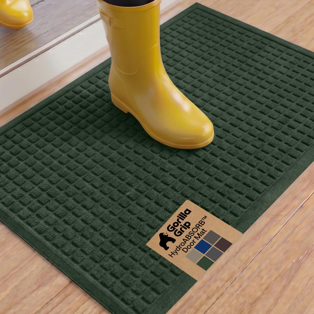 GORILLA GRIP® HydroABSORB Door Mat for Indoor Outdoor Use, 29x17 Coffee