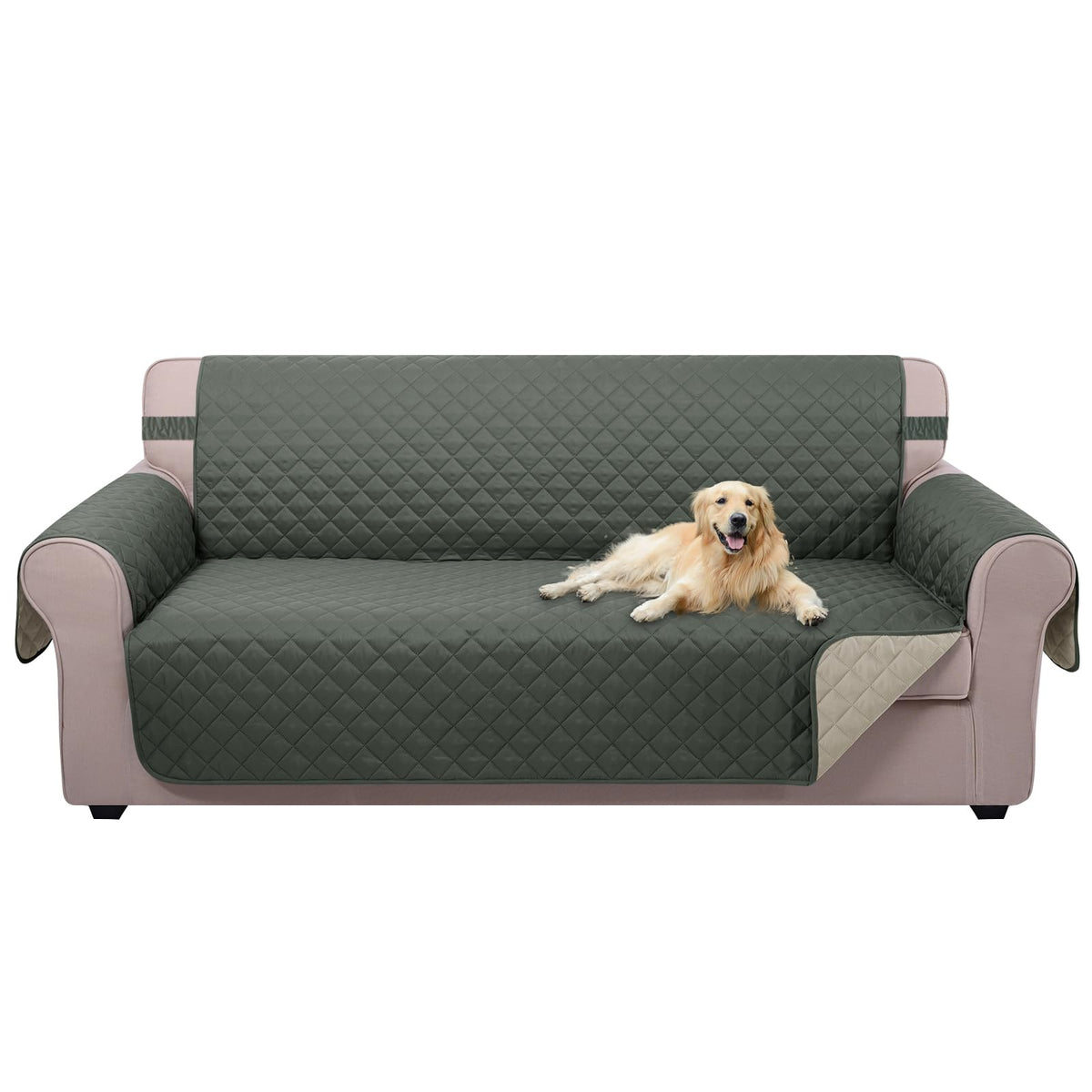 U-NICE HOME Reversible Sofa Cover Couch Cover for Dogs, Coffee/Beige