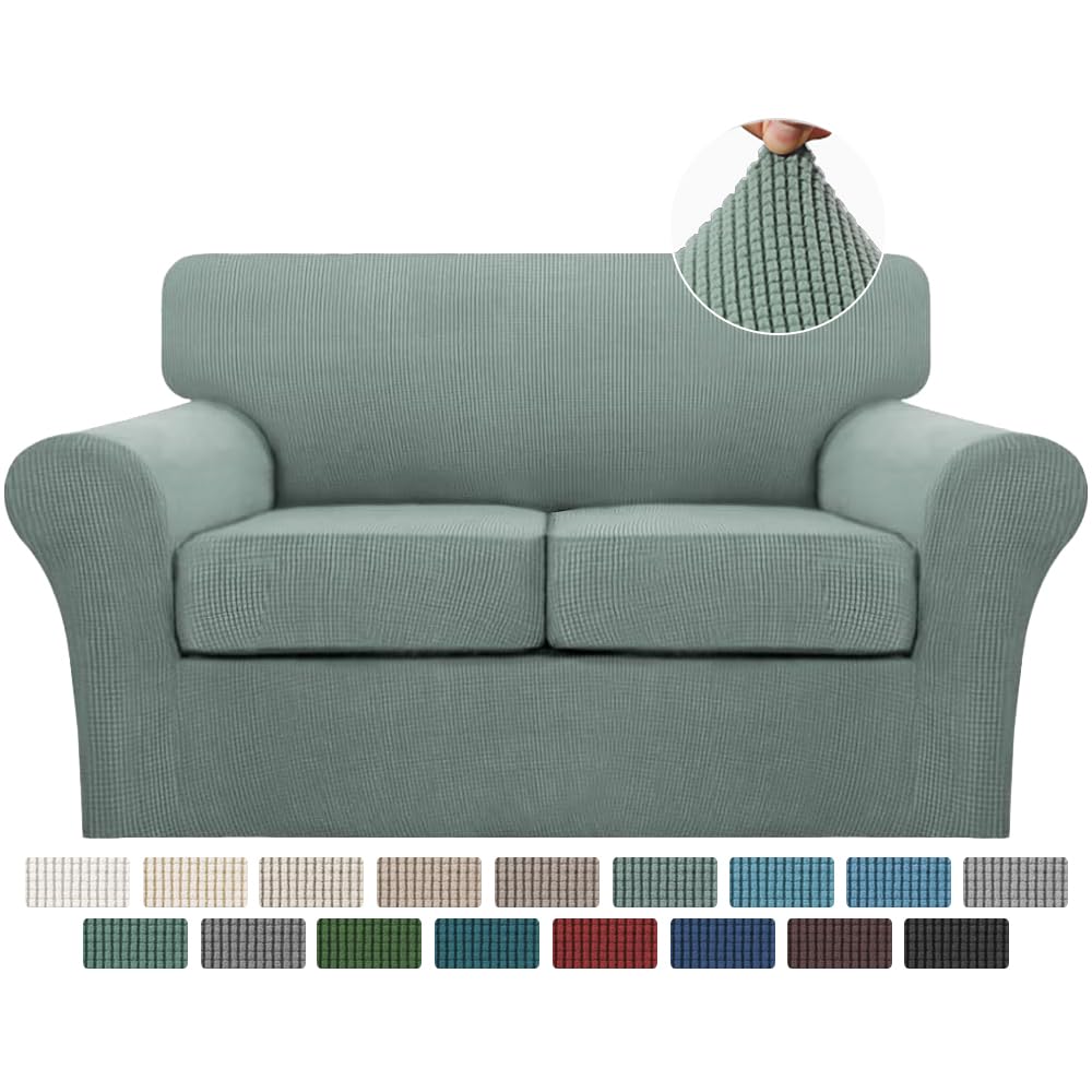 Turquoize 4 Piece Couch Cover Sofa Covers for 3 Cushion Couch Sofa Slipcovers Washable Sofa Cover for Dogs with Individual Couch Cushion Covers Feature Jacquard Fabric(3 Cushion Sofa, Biscotti Beige)
