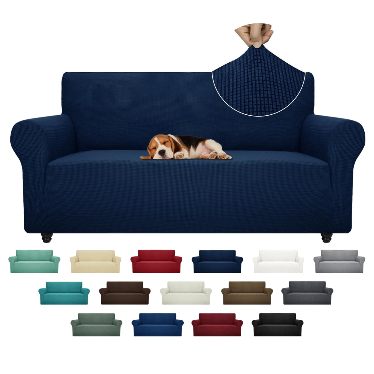 ZNSAYOTX Super Stretch Couch Cover (72"-92") Universal Sofa Covers with Elastic Bottom, Dog Cat Pets Friendly Washable Furniture Protector Fitted Sofa Slipcovers Stay in Place (Dark Grey, Sofa)