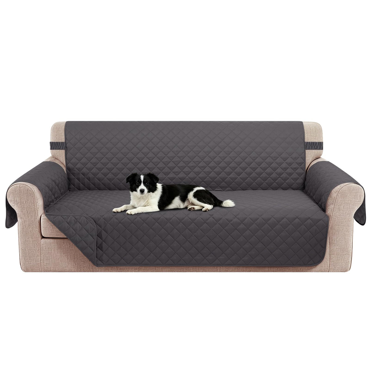Reversible Sofa Cover for 3 Cushion, Chocolate/Beige