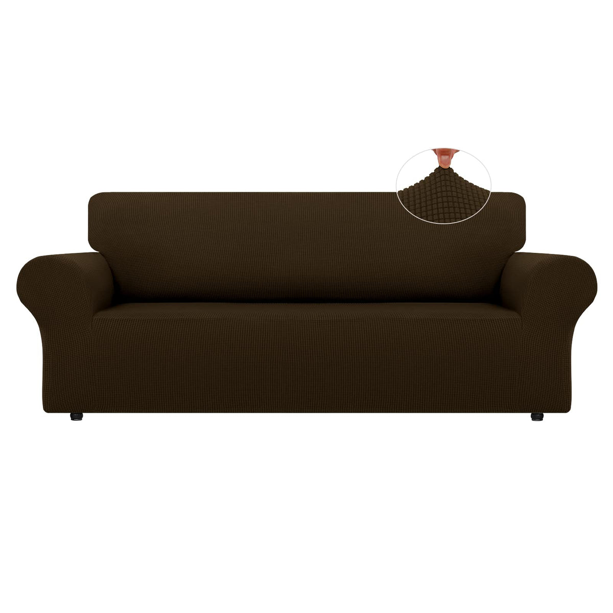 LURKA Stretch Couch Cover for Sofa, 1 Piece 3 Cushion Slipcover, Black
