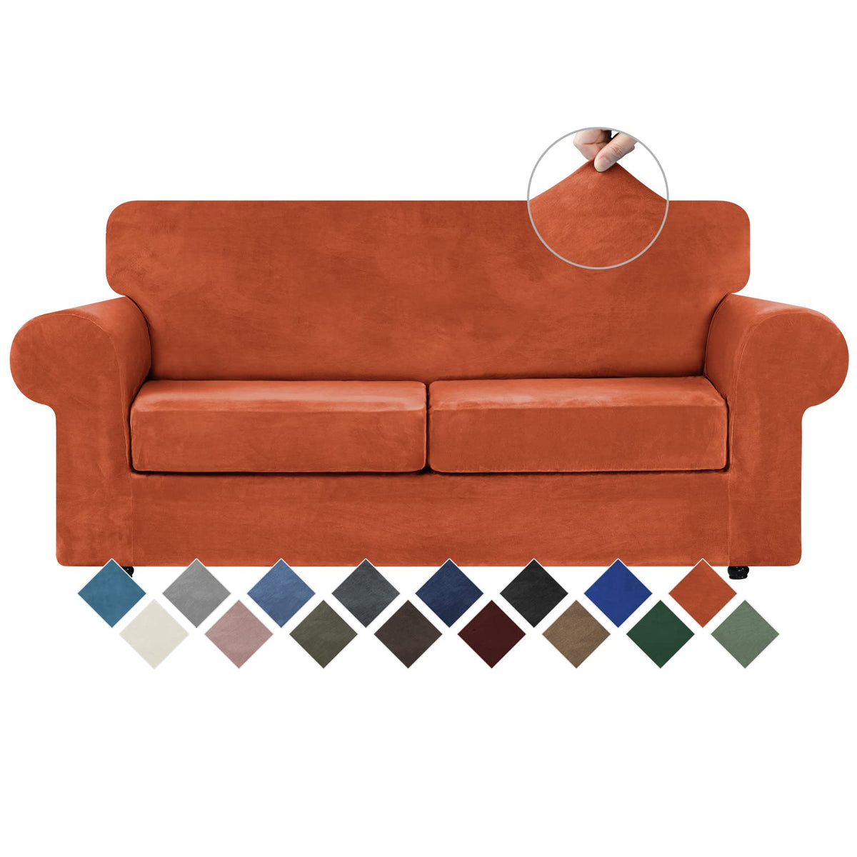 WEERRW 4 Pieces Couch Cover for Sofa Velvet Sofa Covers Washable, Dark Grey