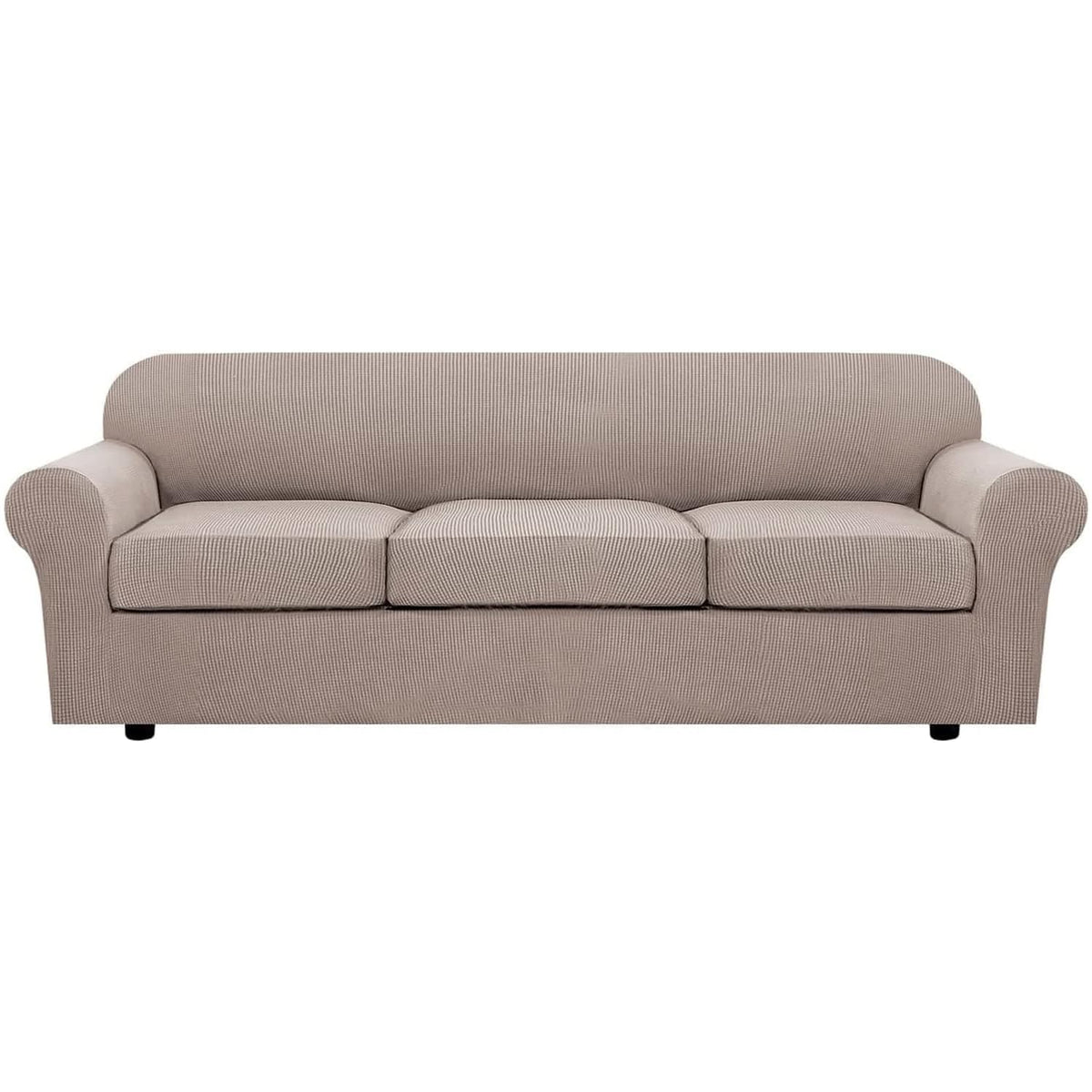H.VERSAILTEX 4 Piece Stretch Sofa Covers for 3 Cushion Couch Covers for Living Room Furniture Slipcovers (Base Cover Plus 3 Seat Cushion Covers) Upgraded Thicker Jacquard Fabric (Sofa, Grey)