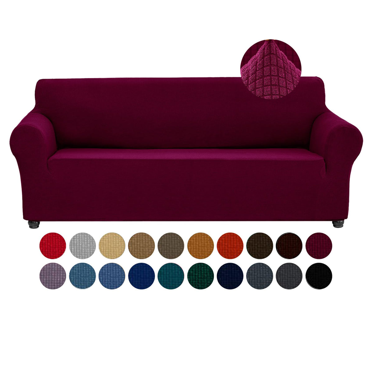 Joccun Stretch Couch Cover Slipcovers, 1-Piece Sofa Covers for 3 Cushion Couch Spandex Jacquard Washable Furniture Protector Cover for Living Room,Kids,Pets(Sofa,Black)