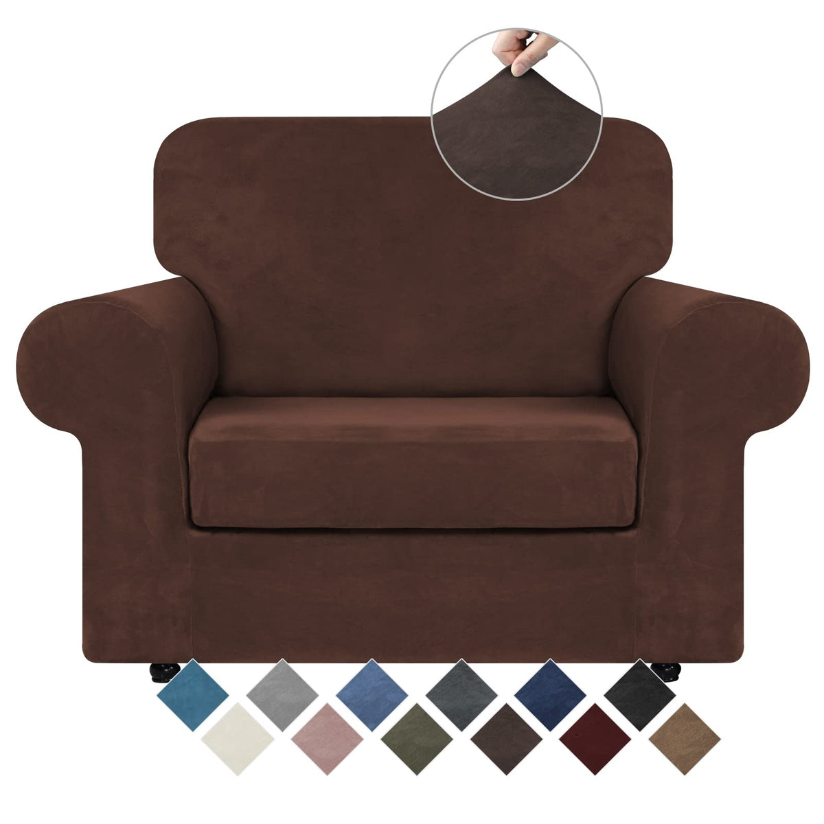 WEERRW 4 Pieces Couch Cover for Sofa Velvet Sofa Covers Washable, Dark Grey