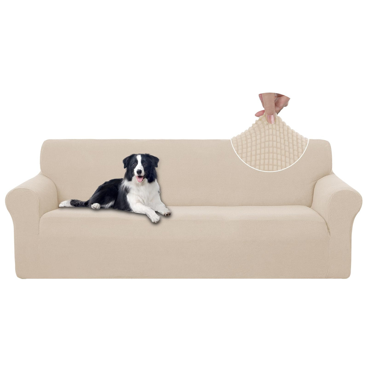 U-NICE HOME Stretch Couch Cover Slipcover for 3 Cushion Sofa, Chocolate