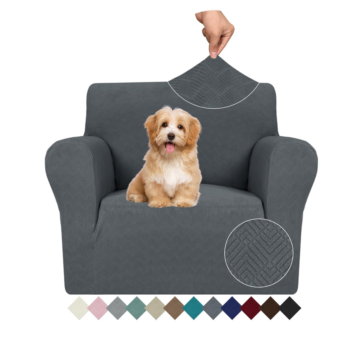 JIVINER High Stretch Couch Covers for 3 Cushion Couch 1-Piece Jacquard Sofa Slipcovers Fitted Washable Sofa Covers with Elastic Bottom Furniture Protector for Kids Pets (Sofa, Light Gray)