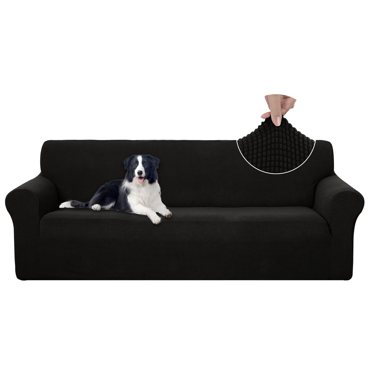 U-NICE HOME Stretch Couch Cover Slipcover for 3 Cushion Sofa, Chocolate