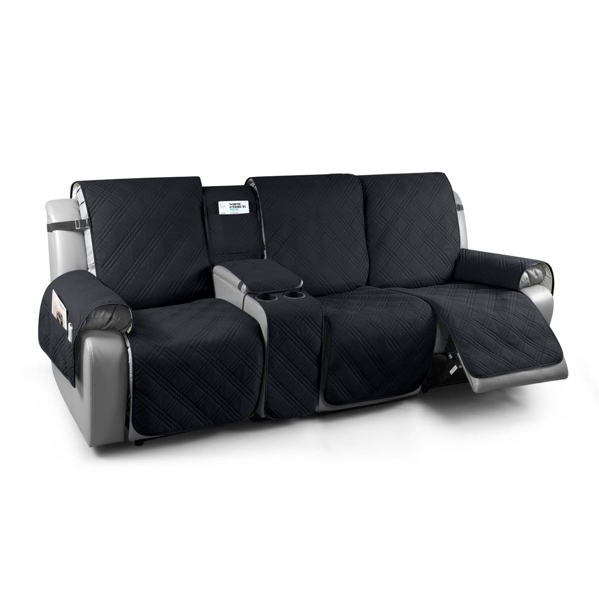 TAOCOCO Loveseat Recliner Cover with Center Console, 100% Waterproof Pet Cover for Dual Recliner with Straps Design, Split Reclining Loveseat Covers Furniture Pet&Kids Protector (2 Seater, Chocolate)