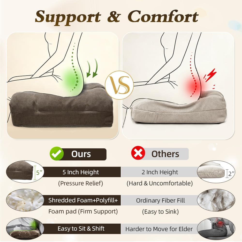 Recliner Cushion for the Elderly, 20x20x5 Brown Chair Cushion