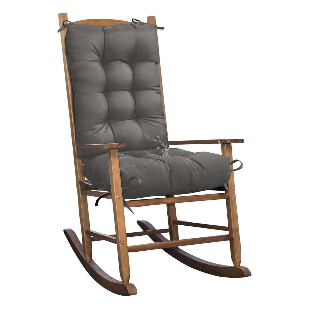 Set of 1 Indoor Outdoor Burgundy Rocking Chair Cushion for Patio