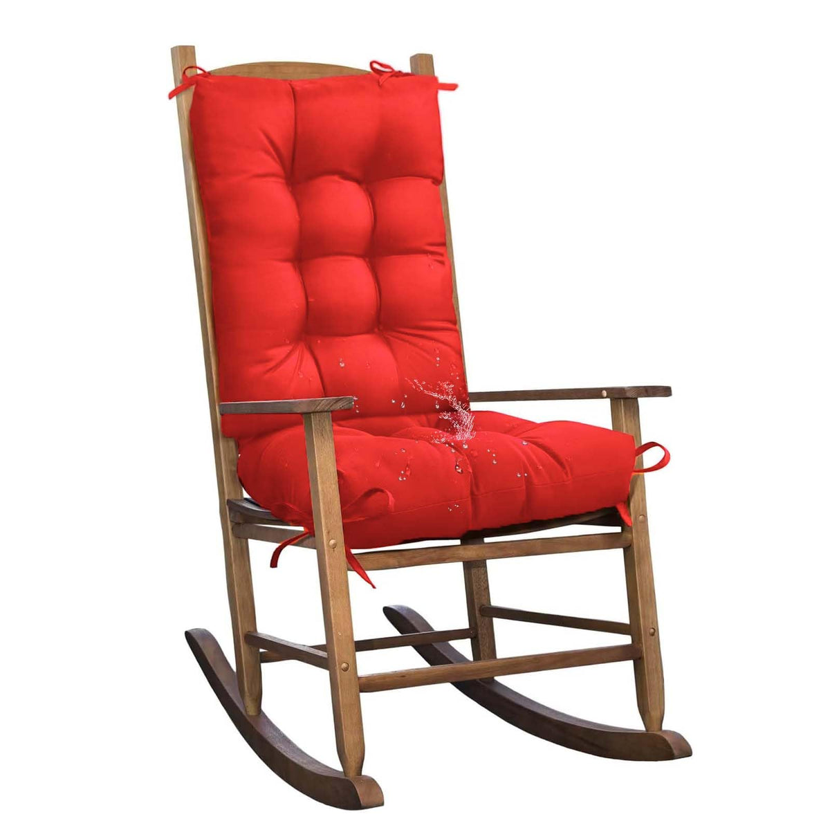Set of 1 Indoor Outdoor Burgundy Rocking Chair Cushion for Patio