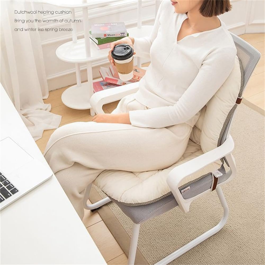 Plush Chair Cushion with Ties - Soft Seat Pad Backrest for Dorm, Desk, Rocking Chairs (Light Pink)