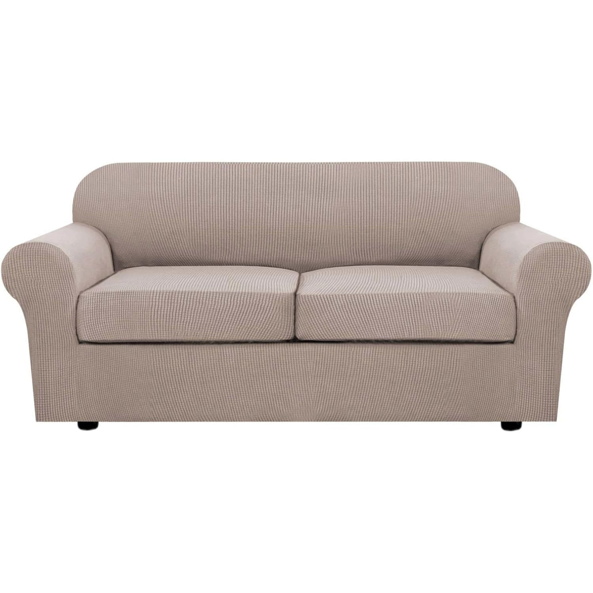 H.VERSAILTEX 4 Piece Stretch Sofa Covers for 3 Cushion Couch Covers for Living Room Furniture Slipcovers (Base Cover Plus 3 Seat Cushion Covers) Upgraded Thicker Jacquard Fabric (Sofa, Grey)