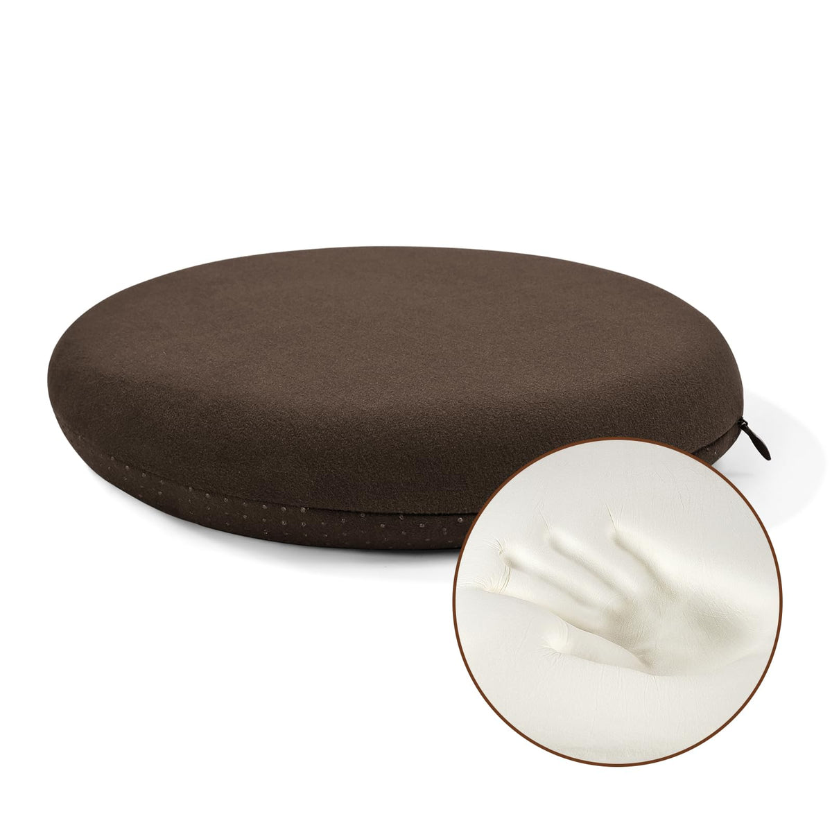 BUYUE Memory Foam Seat Cushion, Dia 13" Soft Velvet Round Stool Cushion Anti-Slip Chair Pads, S, Dark Grey