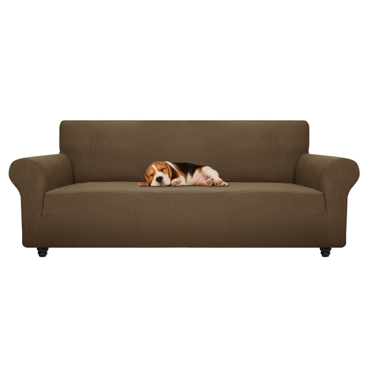 ZNSAYOTX Super Stretch Couch Cover (72"-92") Universal Sofa Covers with Elastic Bottom, Dog Cat Pets Friendly Washable Furniture Protector Fitted Sofa Slipcovers Stay in Place (Dark Grey, Sofa)