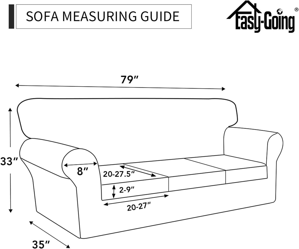 Easy-Going 4 Pieces Stretch Sofa Cover for 3 Cushion Couch Washable