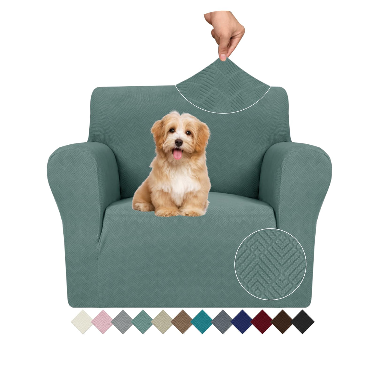 JIVINER High Stretch Couch Covers for 3 Cushion Couch 1-Piece Jacquard Sofa Slipcovers Fitted Washable Sofa Covers with Elastic Bottom Furniture Protector for Kids Pets (Sofa, Light Gray)