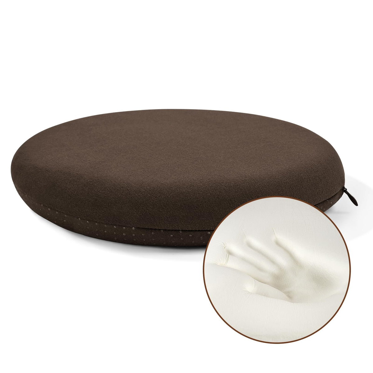 BUYUE Memory Foam Seat Cushion, Dia 13" Soft Velvet Round Stool Cushion Anti-Slip Chair Pads, S, Dark Grey