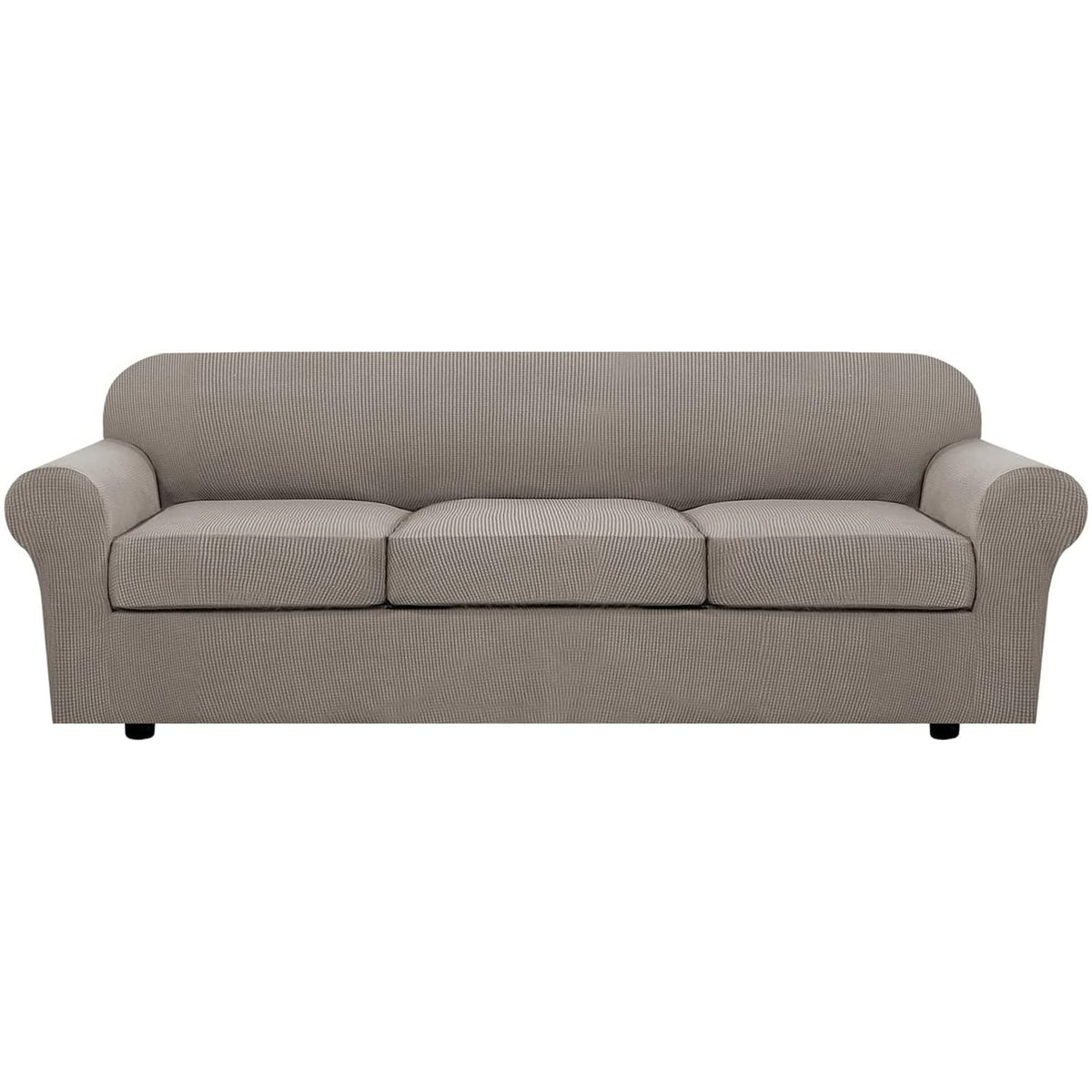H.VERSAILTEX 4 Piece Stretch Sofa Covers for 3 Cushion Couch Covers for Living Room Furniture Slipcovers (Base Cover Plus 3 Seat Cushion Covers) Upgraded Thicker Jacquard Fabric (Sofa, Grey)
