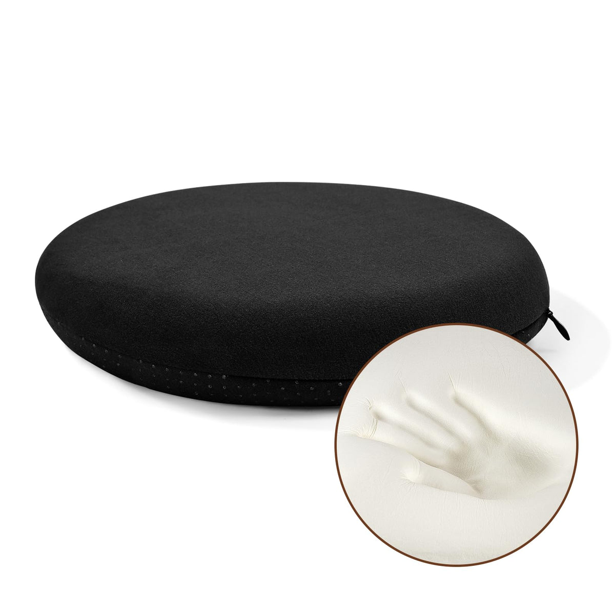 BUYUE Memory Foam Seat Cushion, Dia 13" Soft Velvet Round Stool Cushion Anti-Slip Chair Pads, S, Dark Grey