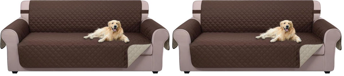 U-NICE HOME Reversible Sofa Cover Couch Cover for Dogs, Coffee/Beige