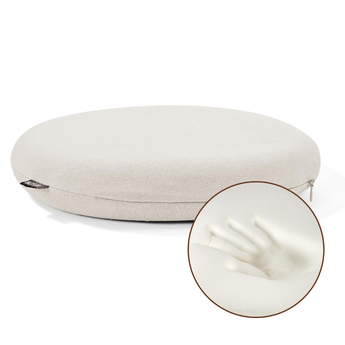 BUYUE Memory Foam Seat Cushion, Dia 13" Soft Velvet Round Stool Cushion Anti-Slip Chair Pads, S, Dark Grey