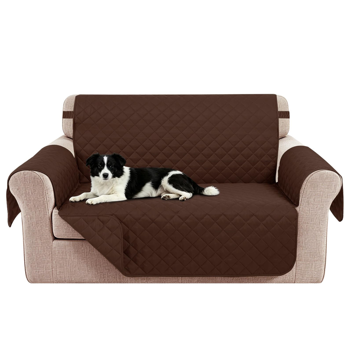 Reversible Sofa Cover for 3 Cushion, Chocolate/Beige