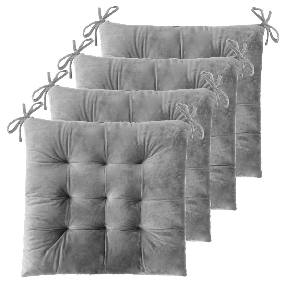 ELFJOY 4 Pack Chair Cushions for Dining Chairs with Ties Navy 16"x16"