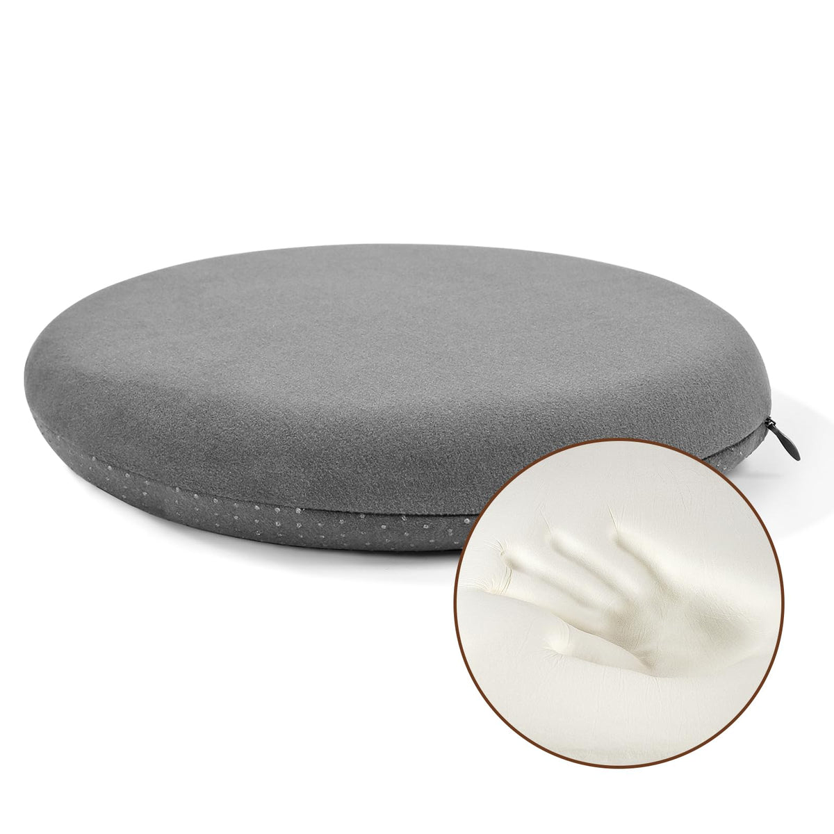 BUYUE Memory Foam Seat Cushion, Dia 13" Soft Velvet Round Stool Cushion Anti-Slip Chair Pads, S, Dark Grey