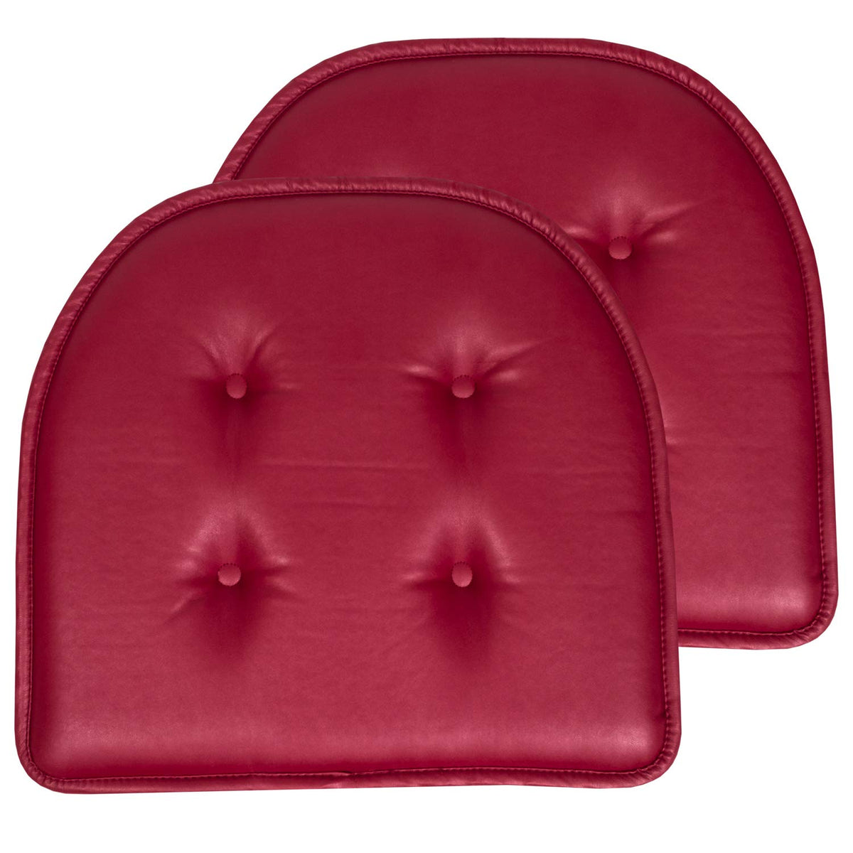 Sweet Home Collection Chair Cushion Memory Foam Pads Tufted Slip Non Skid Rubber Back U-Shaped 17" x 16" Seat Cover, 6 Pack, Checkered Taupe/White