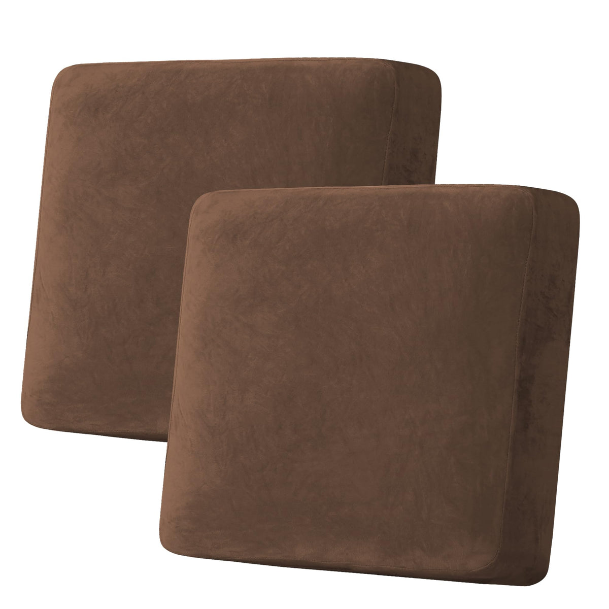 H.VERSAILTEX Velvet Stretch Couch Cushion Cover Plush Cushion Slipcover for Chair Loveseat Sofa Cushion Furniture Protector Seat Cushion Sofa Cover (2 Piece Large Sofa Cushion Covers, Ivory)