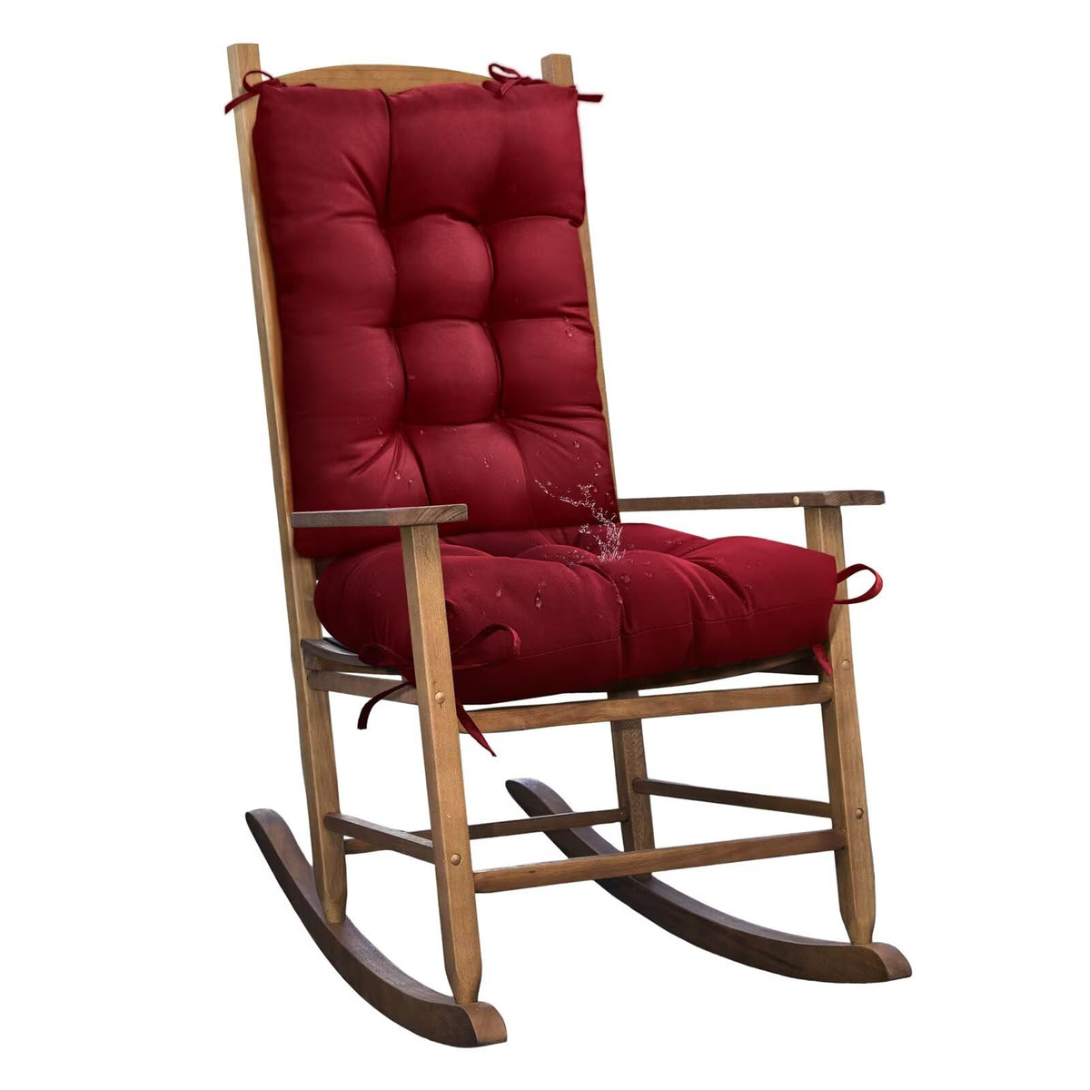 Set of 1 Indoor Outdoor Burgundy Rocking Chair Cushion for Patio