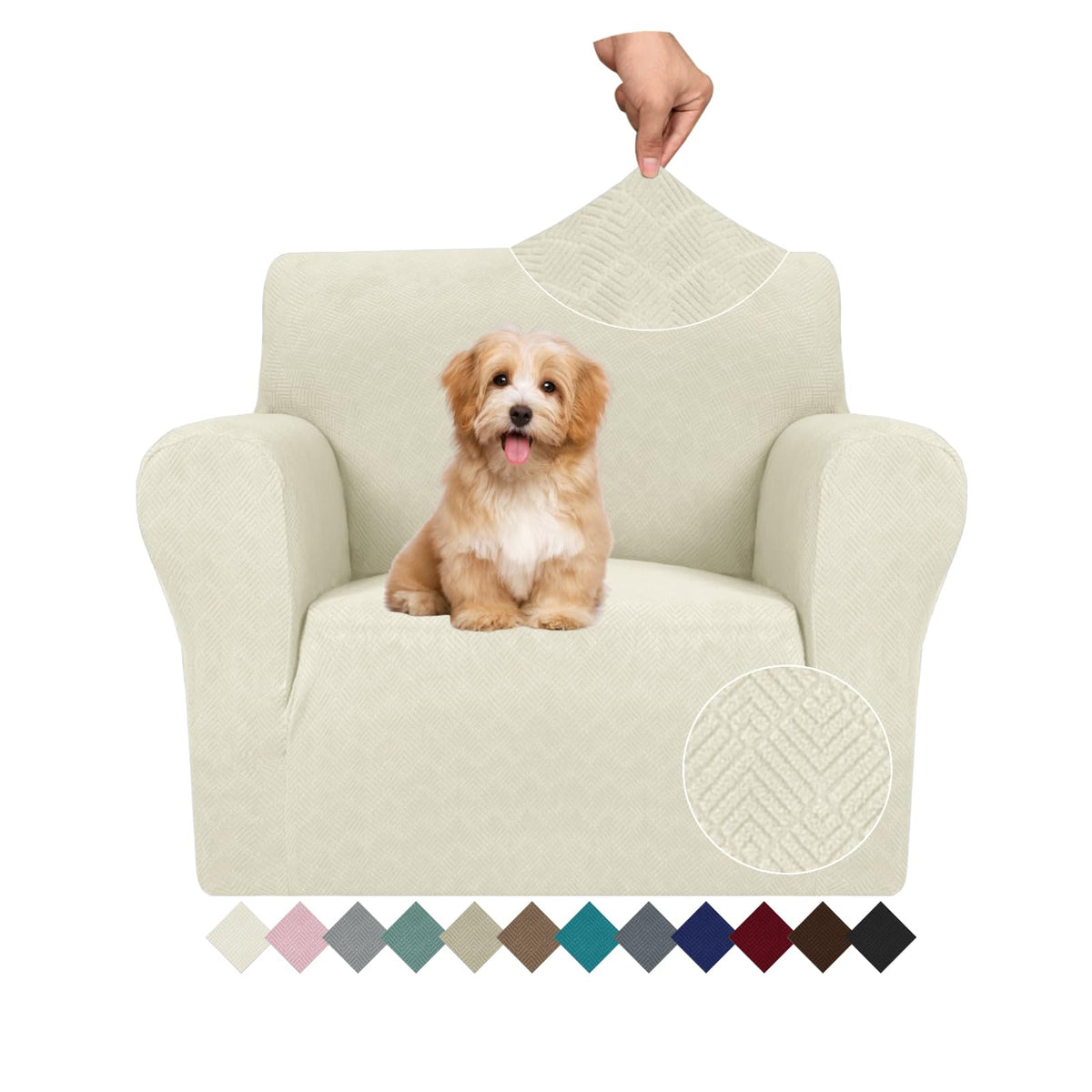 JIVINER High Stretch Couch Covers for 3 Cushion Couch 1-Piece Jacquard Sofa Slipcovers Fitted Washable Sofa Covers with Elastic Bottom Furniture Protector for Kids Pets (Sofa, Light Gray)