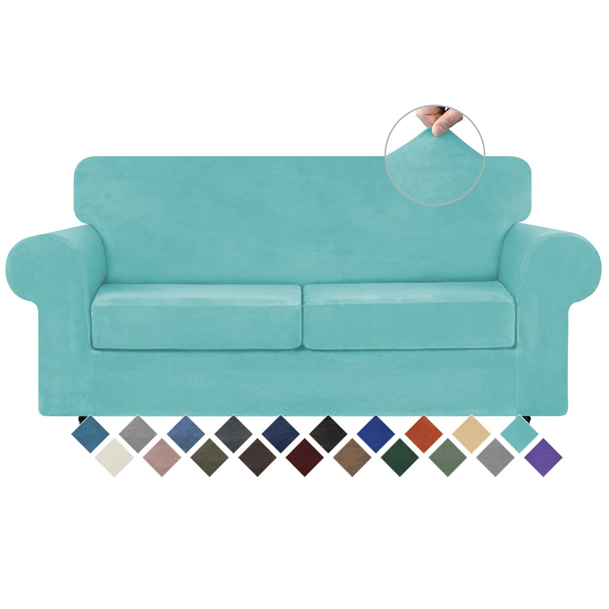 WEERRW 4 Pieces Couch Cover for Sofa Velvet Sofa Covers Washable, Dark Grey
