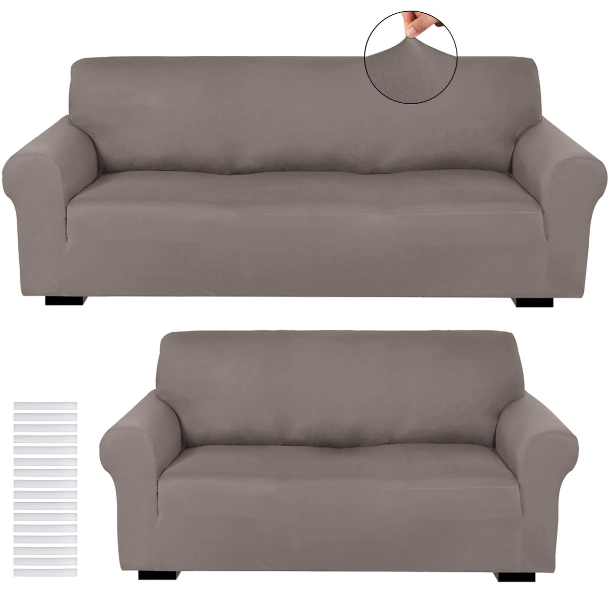 Peryiter 2 Pcs Couch and Loveseat Sofa Covers,Black,Milk Silk