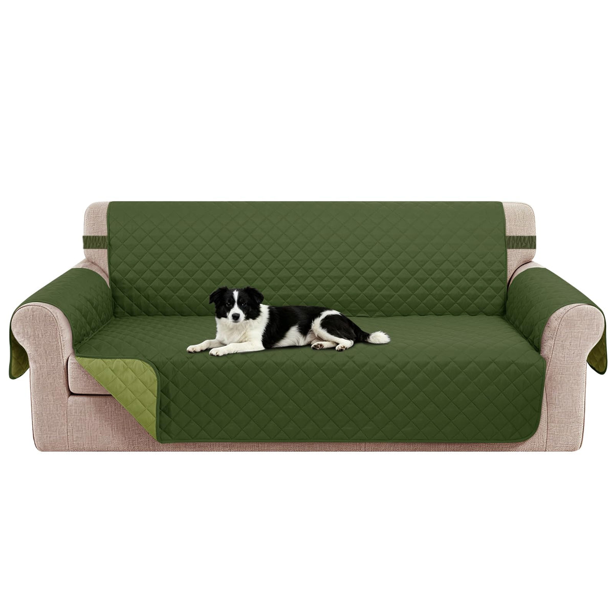 Reversible Sofa Cover for 3 Cushion, Chocolate/Beige