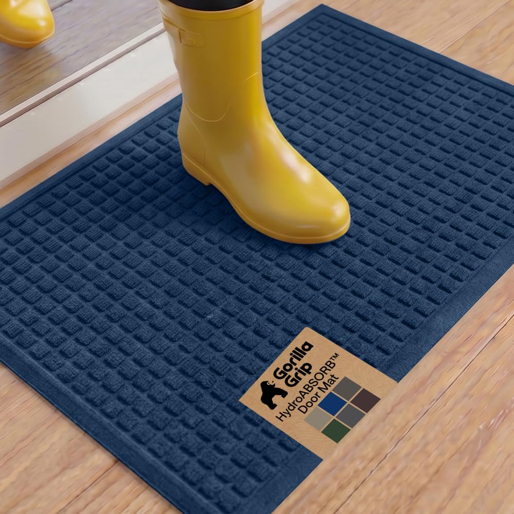 GORILLA GRIP® HydroABSORB Door Mat for Indoor Outdoor Use, 29x17 Coffee