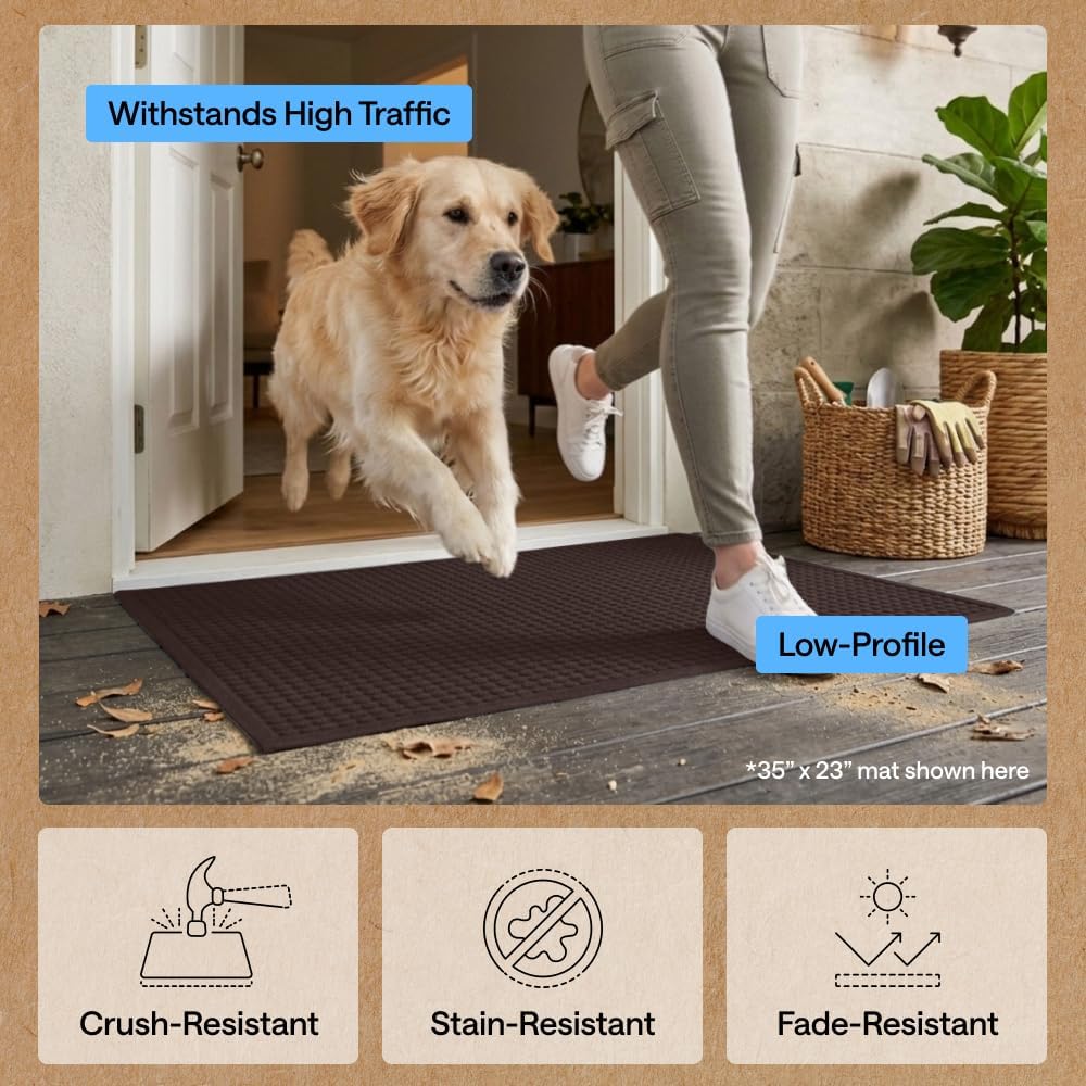 GORILLA GRIP® HydroABSORB Door Mat for Indoor Outdoor Use, 29x17 Coffee