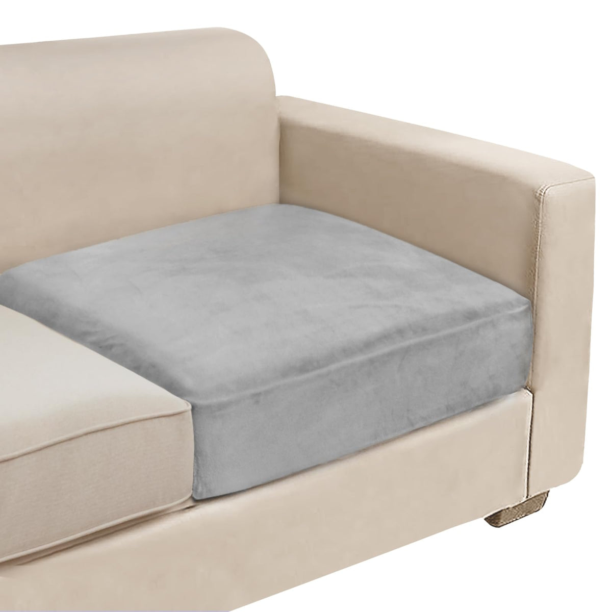 NAISI Sectional Couch Cover 4 Pieces Velvet Separate Couch Cushion Covers L Shape Soft Stretch Sofa Slipcovers with 2pcs Pillowcases for Left/Right Chaise Sectional Couch(3 Seater+1 Chaise,Dark Grey)
