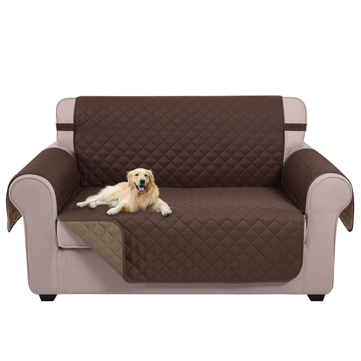 U-NICE HOME Reversible Sofa Cover Couch Cover for Dogs, Coffee/Beige