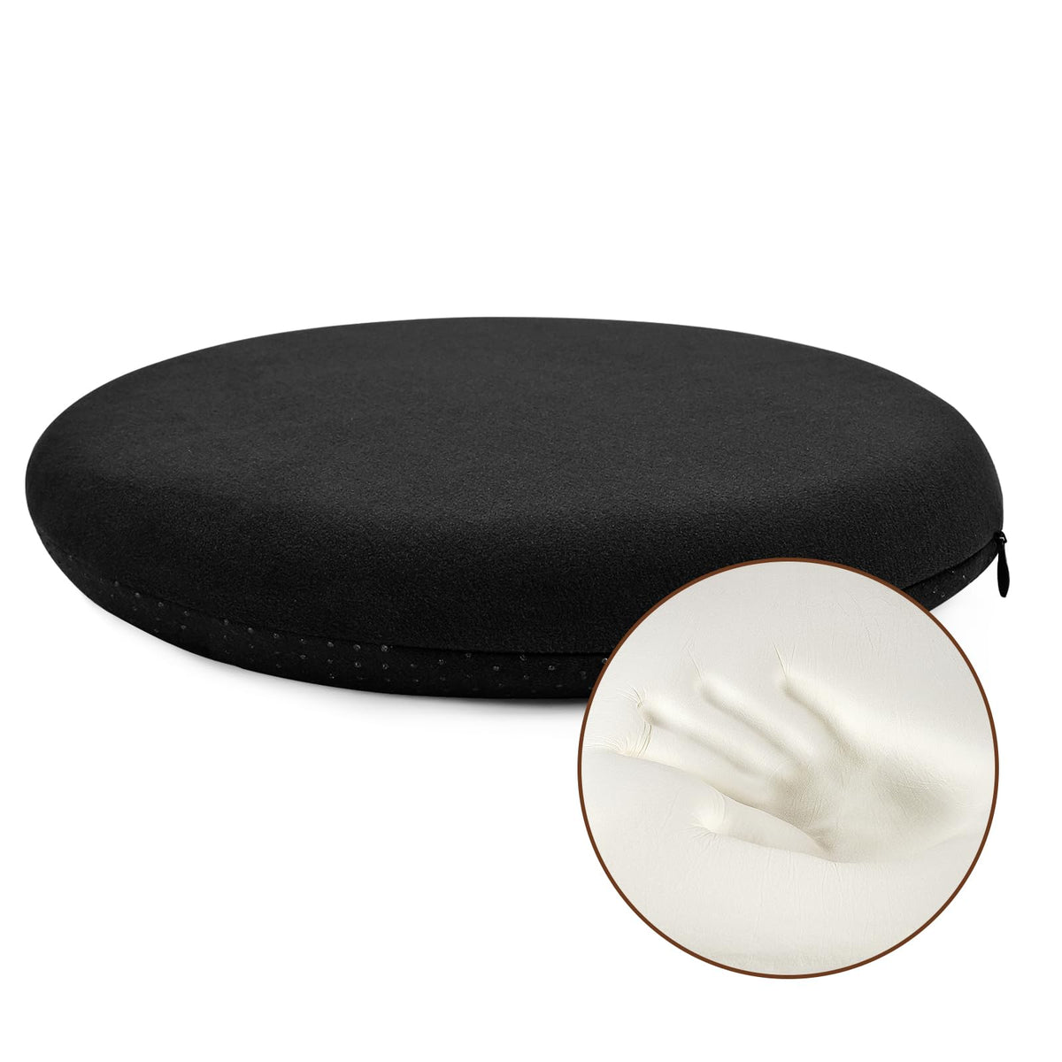 BUYUE Memory Foam Seat Cushion, Dia 13" Soft Velvet Round Stool Cushion Anti-Slip Chair Pads, S, Dark Grey