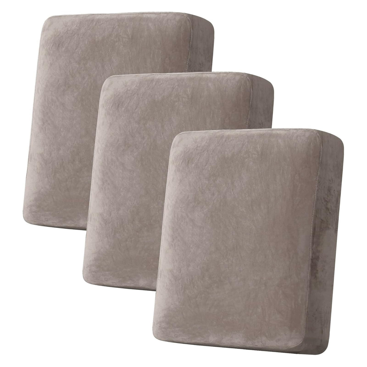 H.VERSAILTEX Velvet Stretch Couch Cushion Cover Plush Cushion Slipcover for Chair Loveseat Sofa Cushion Furniture Protector Seat Cushion Sofa Cover (2 Piece Large Sofa Cushion Covers, Ivory)