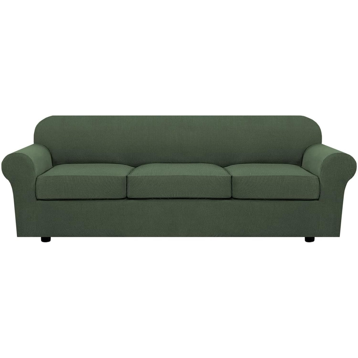 H.VERSAILTEX 4 Piece Stretch Sofa Covers for 3 Cushion Couch Covers for Living Room Furniture Slipcovers (Base Cover Plus 3 Seat Cushion Covers) Upgraded Thicker Jacquard Fabric (Sofa, Grey)