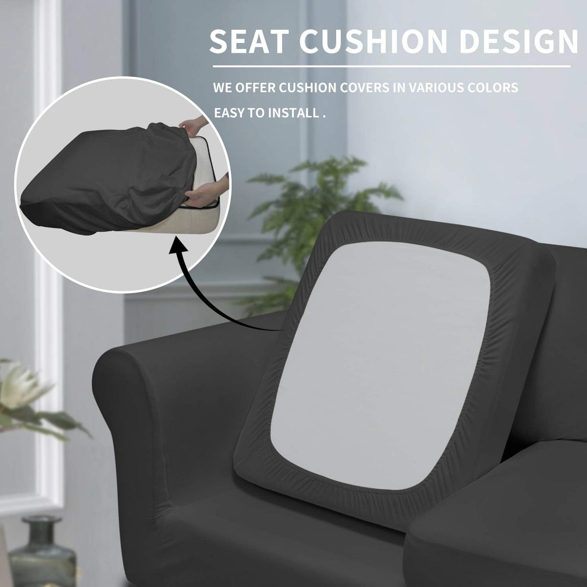 Easy-Going 4 Pieces Stretch Sofa Cover for 3 Cushion Couch Washable
