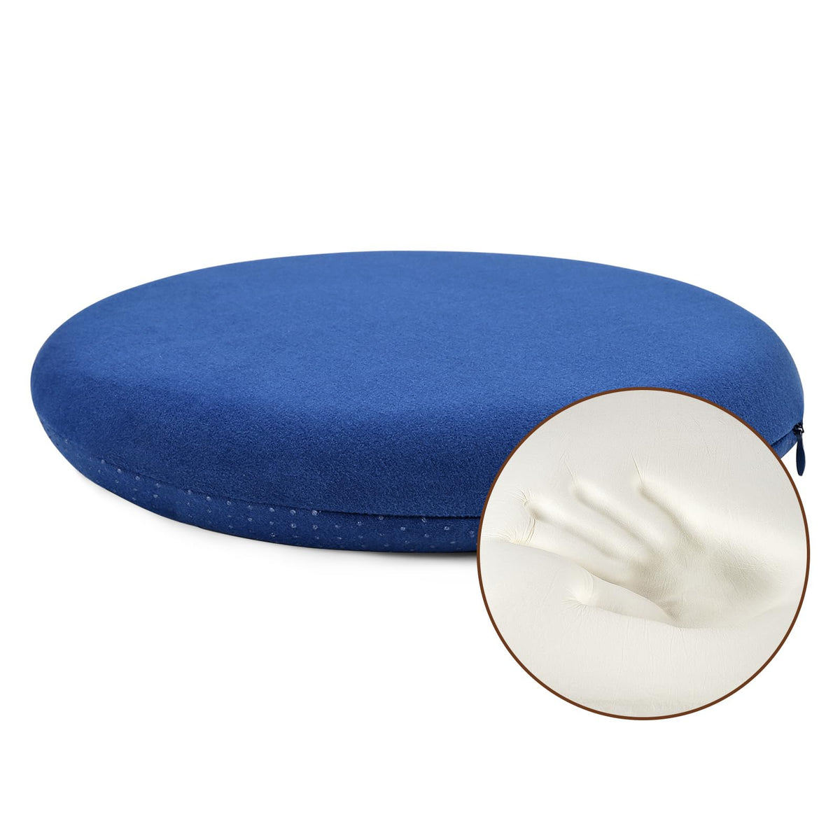 BUYUE Memory Foam Seat Cushion, Dia 13" Soft Velvet Round Stool Cushion Anti-Slip Chair Pads, S, Dark Grey